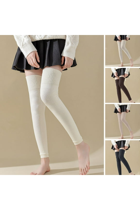 1 Pair Women Winter Stockings Knitted Legs Protection Warm Cold-proof Toeless Elastic Anti-slip Warm Soft Slim Fit Leg Warmers Thigh Socks Foot Covers