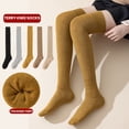thumbnail image 1 of Tnobhg 1 Pair Women Winter Stockings Solid Color Thick Warm Soft High Elasticity Anti-slip Cold Resistant Mini Skirt Stockings Over-the-knee Length Long Socks, 1 of 8