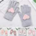 thumbnail image 1 of Tnobhg 1 Pair of Women Winter Gloves Heart Pattern Full Finger with Touch-Screen Design Non-Slip Fashionable Warm Knit Mittens, 1 of 8