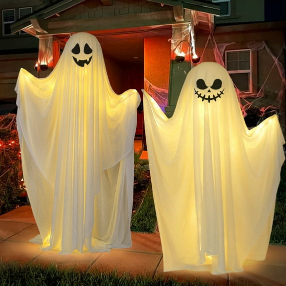 Tnobhg 1 Set Glowing Ghost Ornament Durable Spooky Festive LED Ghost Prop for Halloween Parties Decorations
