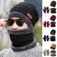 thumbnail image 1 of Tnobhg 1 Set Men Winter Hat Scarf Gloves Set Thick Knitted Soft Warm Elastic Colorful Ear Protection Five Fingers Windproof Winter Outdoor Cycling Cap Neck Warp Gloves Set, 1 of 8