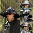 thumbnail image 1 of Tnobhg 1 Set Outdoor Sun Hat with 2 Fan Large Brim Windproof Strap Solar or USB Charging Anti-UV Sun Protection Great Breathability Outdoor Fishing Camping Travel Cap, 1 of 7