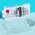thumbnail image 1 of Tnobhg 1 Set Transparent Ruler Easy-to-Use Clear Scale Round Hollow Design with Set Squares Protractor Stationery Learning Tools, 1 of 7