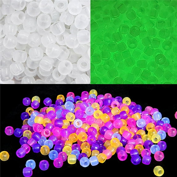 Tnobhg 100Pcs/Bag Acrylic Pony Beads Color-Changing Glow in The Dark Exquisite Mixed Colors Round Beads DIY Making Accessories Bracelet Necklace Making Loose Beads Craft Supplies