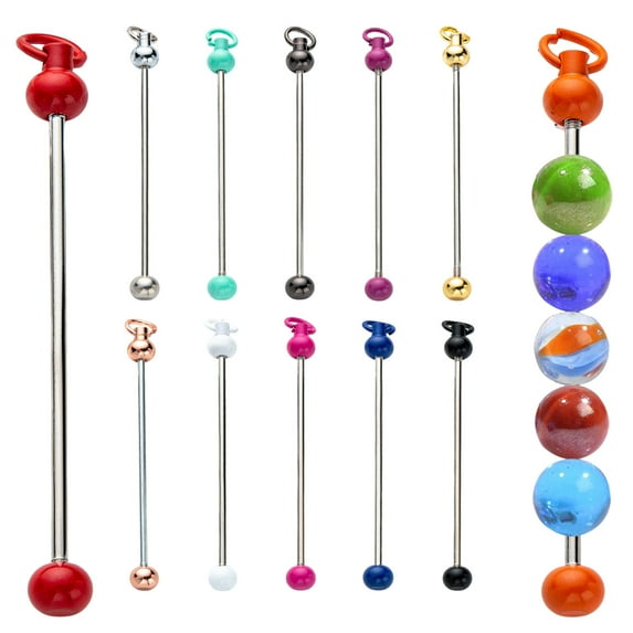 Tnobhg 10Pcs Bead Pole Gradient Color Keychain Bars Metal Rod Links DIY Projects Pendant Jewelry Making Accessories