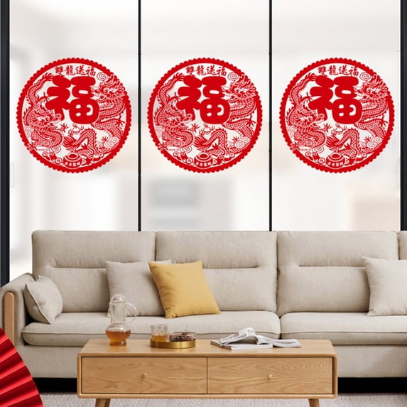 Tnobhg 10Pcs Spring Festival Window Stickers Rich Color Cartoon Design Chinese New Year Decorative Decals Electrostatic Stickers