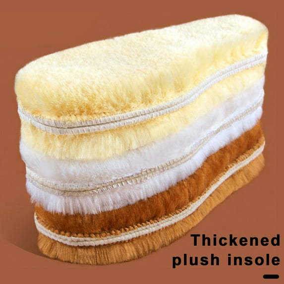 Tnobhg 2 Pairs Shoe Insole Insert Fall Winter Warm Thick Fuzzy Wool Blend Soft Cushioning Men Women Snow Boot Inner Sole Foot Pad