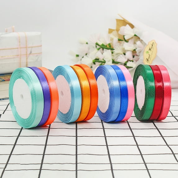Tnobhg 2 Rolls Gift Wrapping Ribbon Elegant DIY Crafts Bow Making Candy Box Ribbon for Wedding Party Decoration