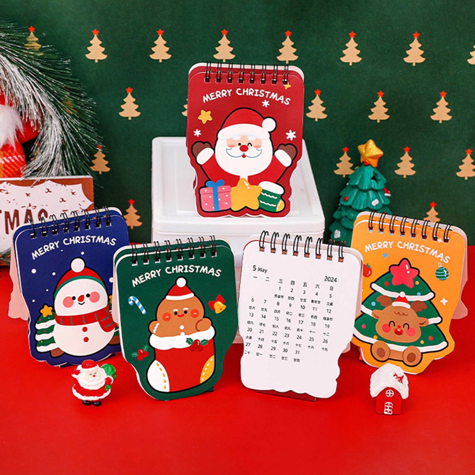 Tnobhg 2024 Christmas Desk Calendar Vibrant Color Cartoon Pattern