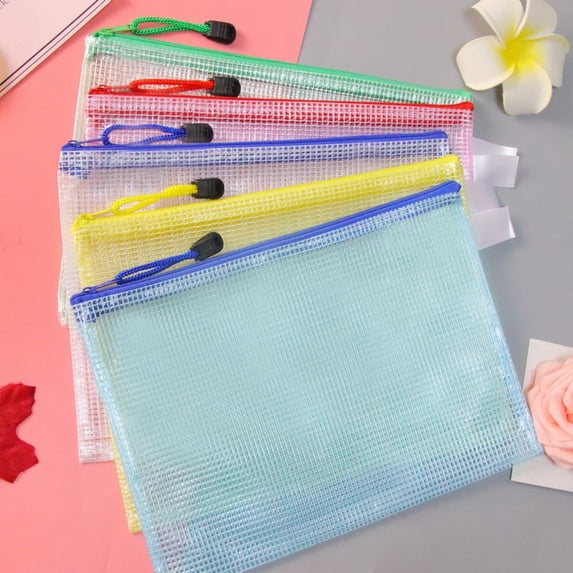 Tnobhg 2Pcs A4 File Holder Waterproof Plastic Zipper File Folder Large Capacity Durable Flexible Document Bag for Office School