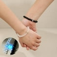 thumbnail image 1 of Tnobhg 2Pcs Handmade Crown Beaded Charms Bracelet Luminous Heart Glow in The Dark Elastic Couple Bracelet Men Women Lover Gift, 1 of 7