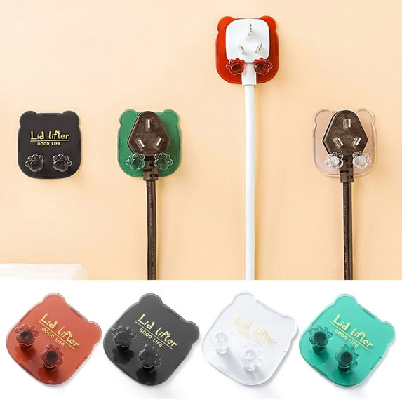 Tnobhg 2Pcs Power Cord Hooks Wall Razor Hangers Strong Load-bearing Waterproof Self Adhesive Simple Installation Bathroom Hangers