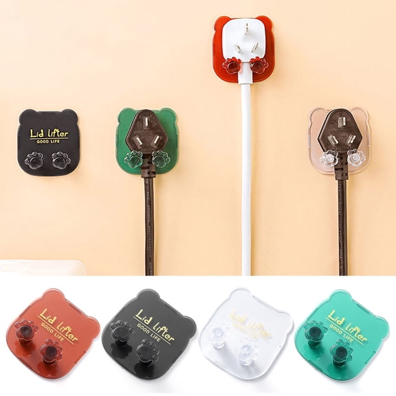 Tnobhg 2Pcs Power Cord Hooks Wall Razor Hangers Strong Load-bearing Waterproof Self Adhesive Simple Installation Bathroom Hangers