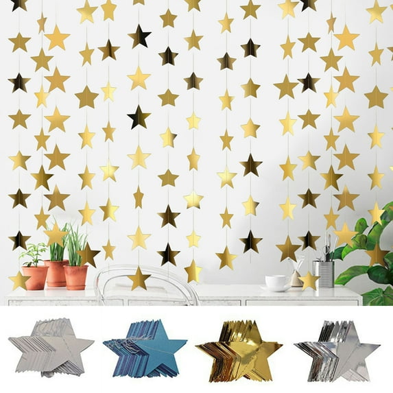 Tnobhg 2Pcs Star Banner Flag Easy Installation Exquisite Wall Hanging Garland Banner for Home Party Decoration
