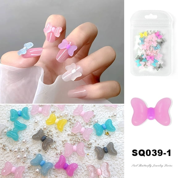 Tnobhg 30/50/100Pcs Luminous Butterfly Nail Rhinestone Decoration Sparkling Nail Art Accessories Women Supply