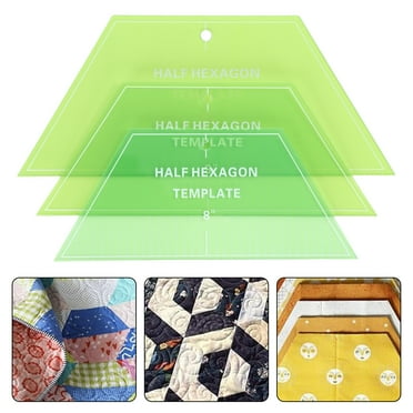 Tnobhg 3Pcs Template Ruler DIY Acrylic Quilting Template Half Hexagon Sewing Patchwork Ruler Sewing Supplies