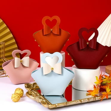 Tnobhg 5Pcs Gift Bag Convenient Colorful Mini Handbag Faux Leather Candy Bags for Parties Weddings Decoration