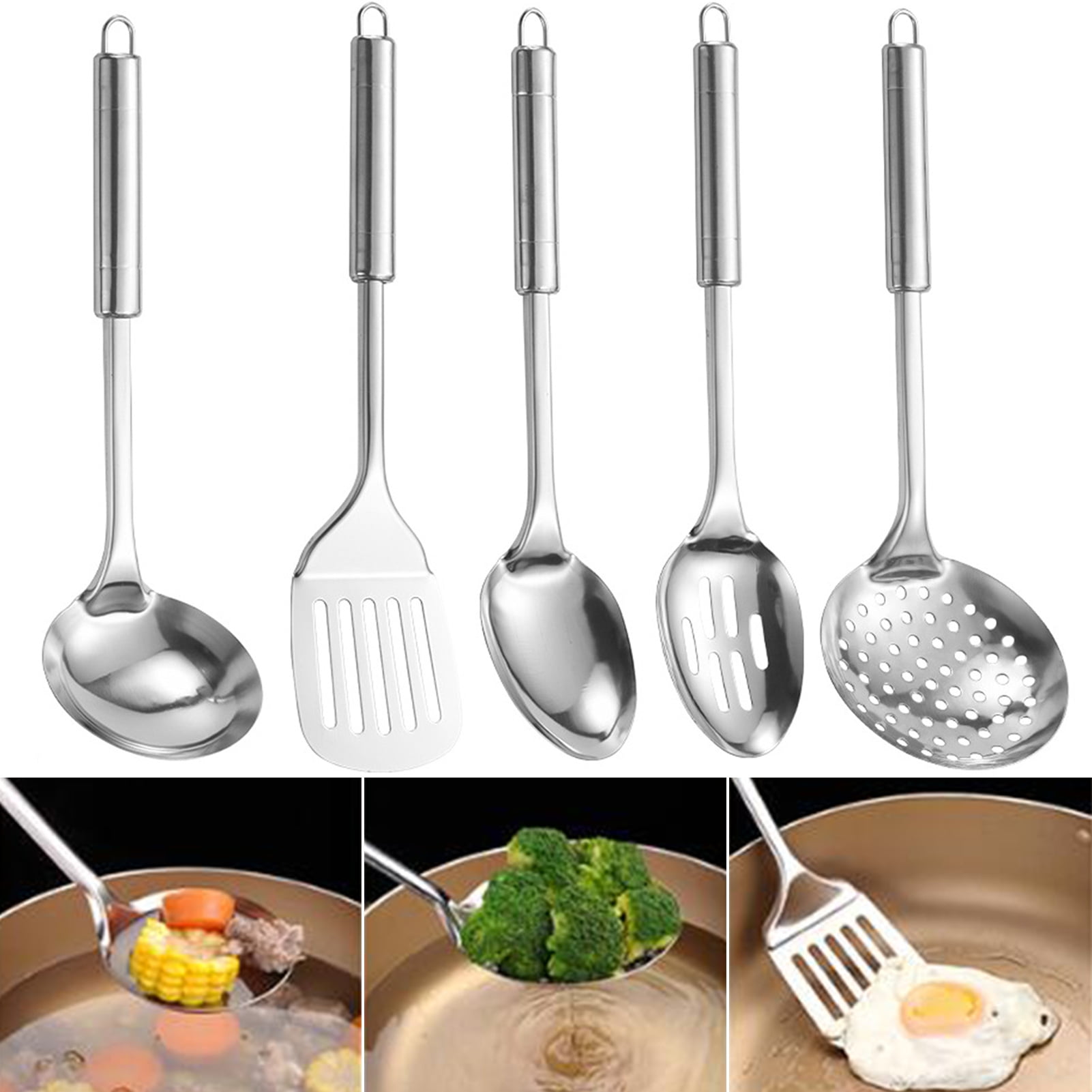 Tnobhg 5Pcs Stainless Steel Kitchen Utensils Set Heat Resistant Non