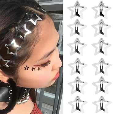 Tnobhg 60Pcs Star Shape Hair Clip Shiny Metal Silver Color Mini Non-slip Hairstyle Decoration Pentagram Women Bangs Side Hair Clamp Hair Accessories