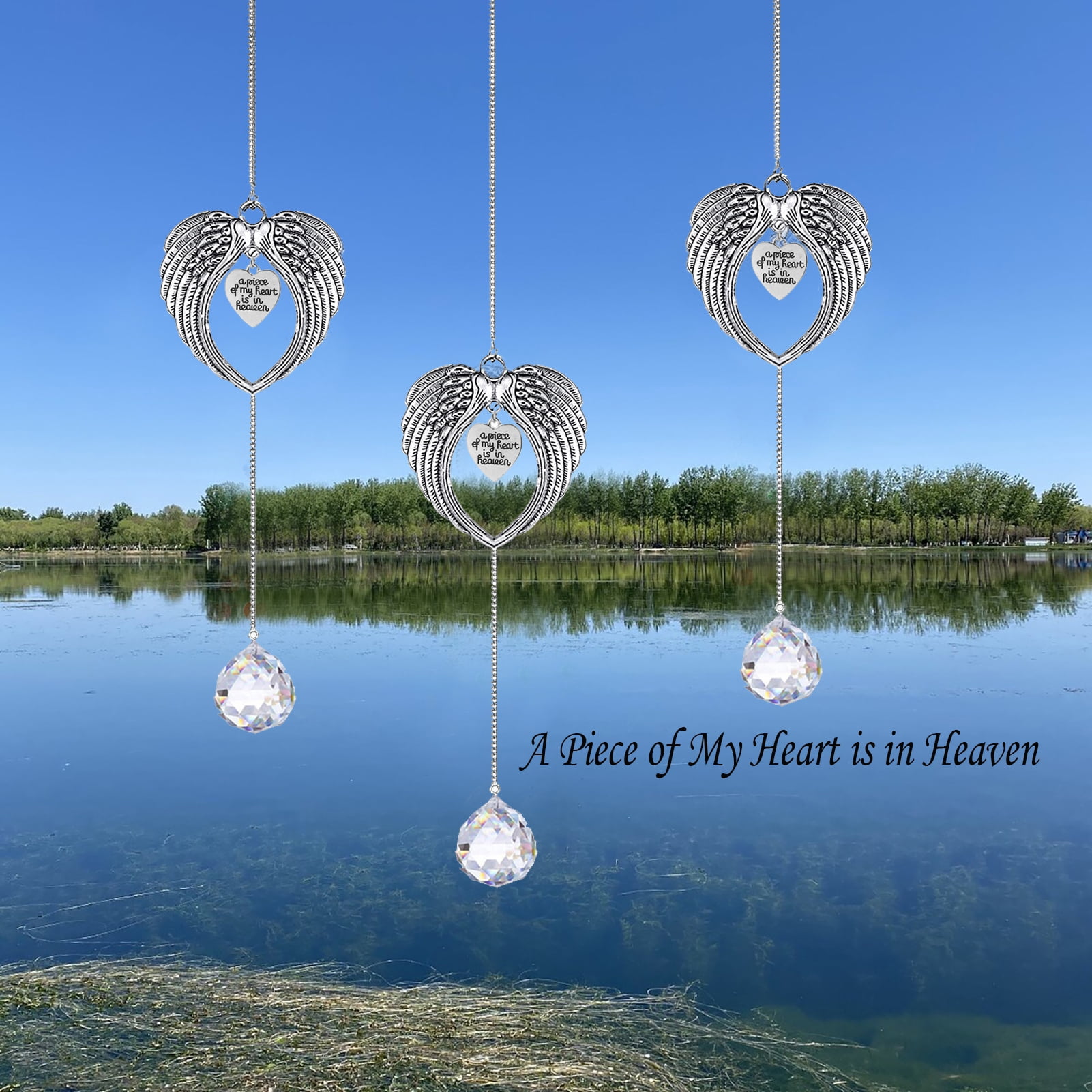 Tnobhg Angel Wing Decoration Faux Crystal Rainbow Sun Catcher A Piece