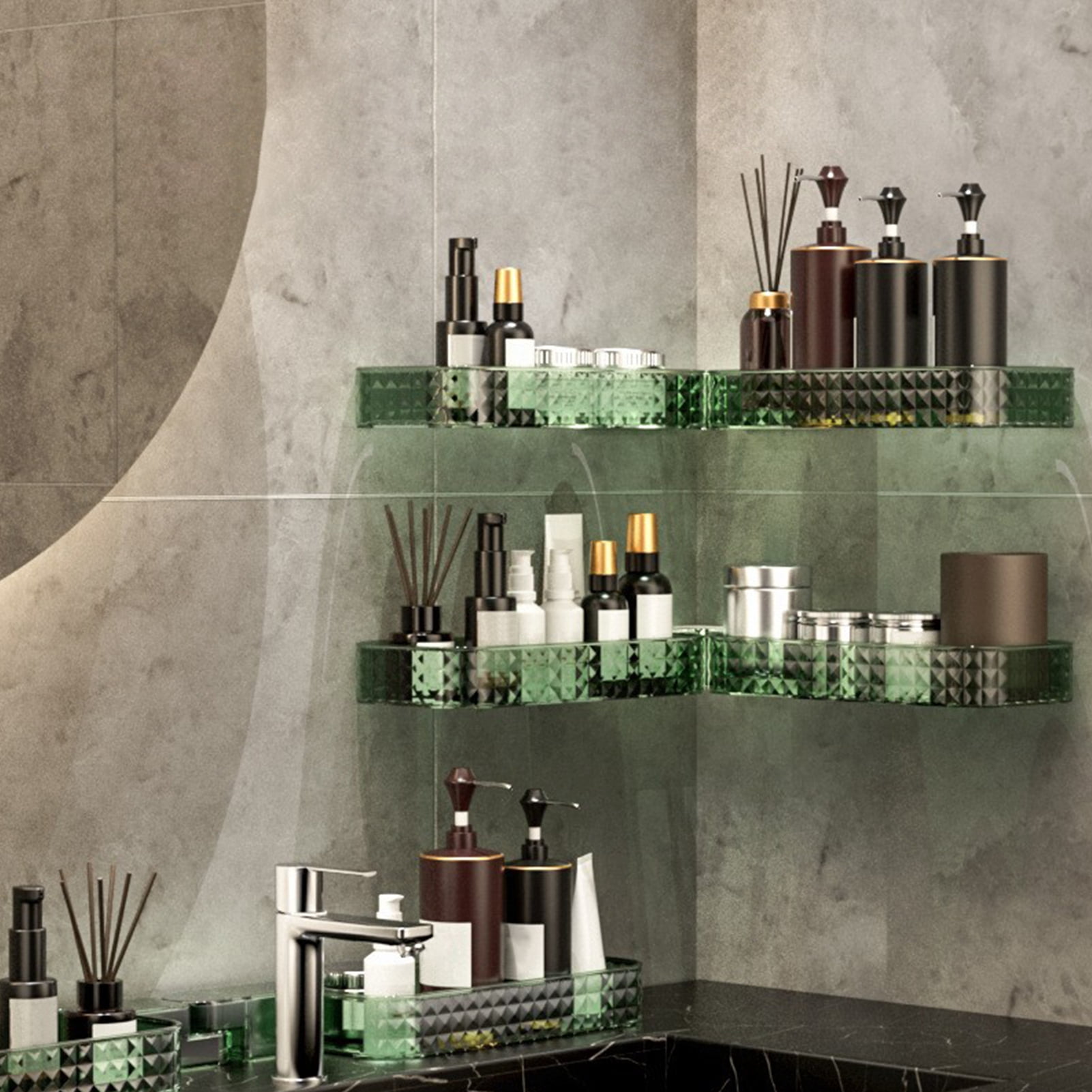 Tnobhg Bathroom Shelf PunchFree Hollow Bottom Drainage Design Wall