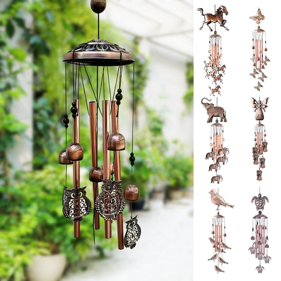 Tnobhg Butterfly Bird Wind Chimes Outdoor Hanging Decor Creative Shape Rustproof Corrosion Resistant Crisp Sound Tube Wind Chime Pendant