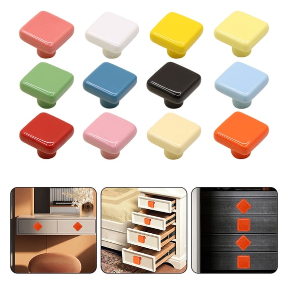 Tnobhg Cabinet Handle Square Ceramic Cabinet Door Pull Solid Structure Easy Installation Handle Knob DIY Furniture Accessories