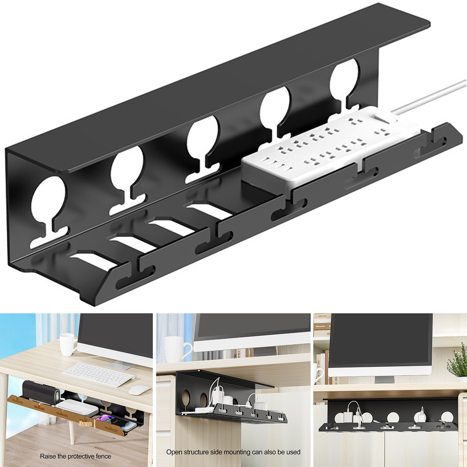 Tnobhg Cable Organizer under Desk Cable Management Tray Strong Load ...