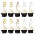 thumbnail image 1 of Tnobhg Cake Toppers Insert Card Ring Shape Cupcake Toppers Glitter Bridal Shower Wedding Ring Cupcake Picks Marriage Wedding Engagement Anniversary Valentines Party Cake Decorations Supplies, 1 of 8