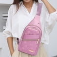 thumbnail image 1 of Tnobhg Chest Sling Bag with Earphone Hole Waterproof Oxford Cloth Adjustable Flower Embroidery Outdoor Travel Crossbody Single Shoulder Pouch, 1 of 7