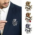 thumbnail image 1 of Tnobhg Chinese Style Brooch Men Enamel Dragon Shape Faux Pearl Pin Clothing Coat Badge Jewelry Party Accessories, 1 of 8