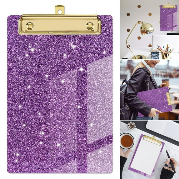 Tnobhg Clipboard Glitter Glossy Surface Smooth Writing Rounded Corners Strong Clamping Force Supporting High Toughness Bending-resistant Backing Plate Office Supplies