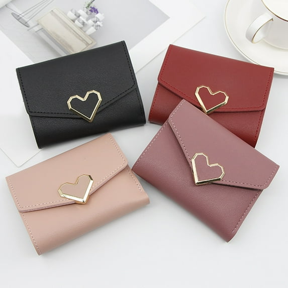 Tnobhg Coin Purse Button Closure Multifunction Pocket Three Folds Fine Stitching Short Storage Faux Leather Female Coins Clutch Bag Women Accessory
