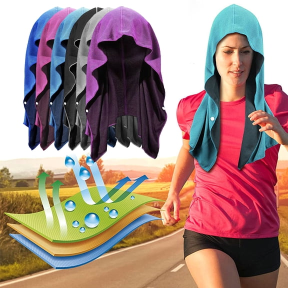 Tnobhg Cooling Hoodie Towel Sweat Absorption Extra Soft Sun Protection Quick Drying Sweat Towel Neck Wrap Sports Supplies
