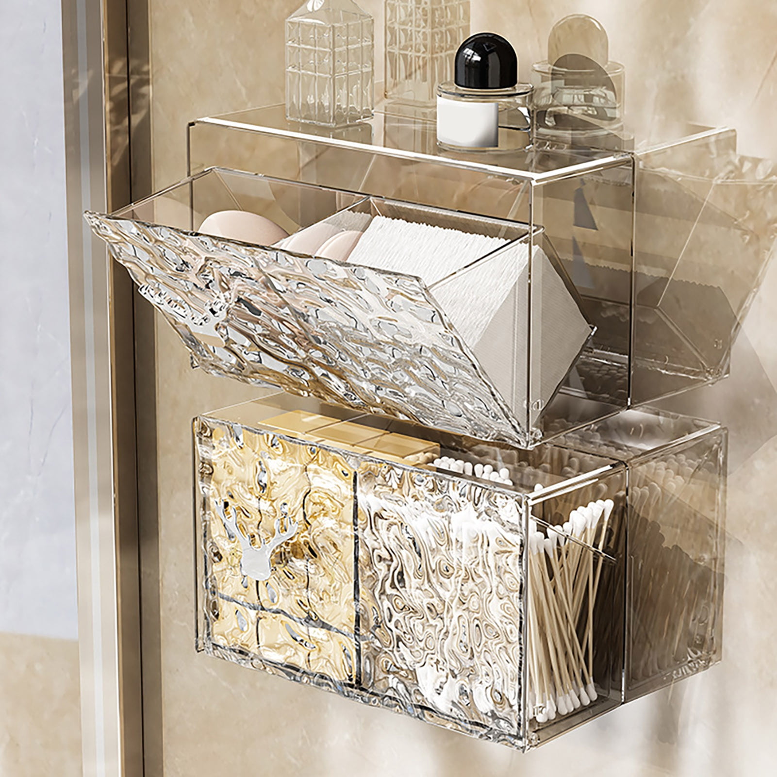Tnobhg Cotton Pad Storage Box Wall-Mounted Swab Storage Holder ...
