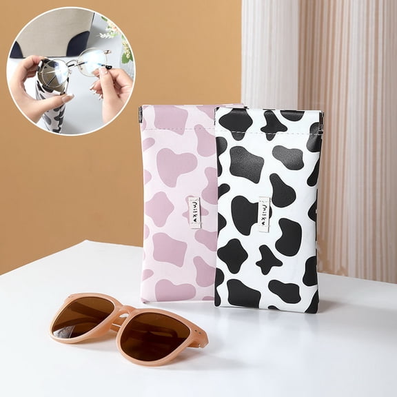 Tnobhg Cow Glasses Bag Cute Cartoon Portable Storage Perfect Fitting Glasses Case for Sunglasses Makeup Essentials