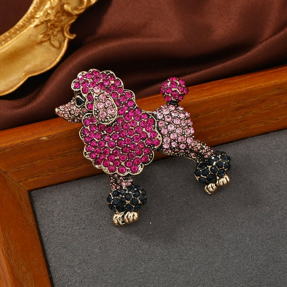 Tnobhg Creative Cute Poodle Dog Shape Brooch Sparkling Rhinestone Coat Lapel Pin Dress Shawl Scarf Hat Animal Badge Jewelry Gift