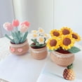 thumbnail image 1 of Tnobhg Crochet Potted Flower Decoration Handmade Colorful Tulip Rose Shape Woolen Yarn Hand-knitted Flower Desktop Ornament Birthday Gift, 1 of 8