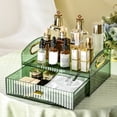 thumbnail image 1 of Tnobhg Desktop Cosmetic Storage Box with Drawer And Handle Transparent Two-tier Smooth Stable High Fence Lipstick Lotion Nail Polish Organizer Makeup Display Case, 1 of 7
