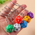 thumbnail image 1 of Tnobhg Dice Keychain 20 Sides Number Curved Stainless Polished Chain Geometric Car Key Holder Handbag DIY Pendant Key Organizer, 1 of 8
