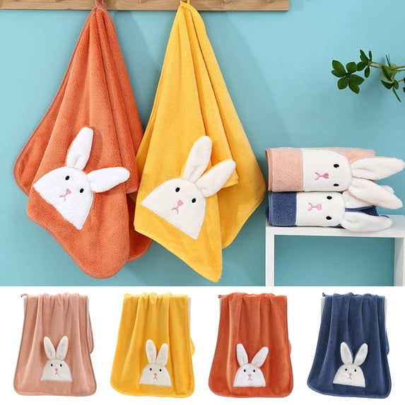 Tnobhg Face Towel Cartoon Rabbit Pattern Bath Towel Soft Durable Water Absorbent Hand Towel for Home Bathroom