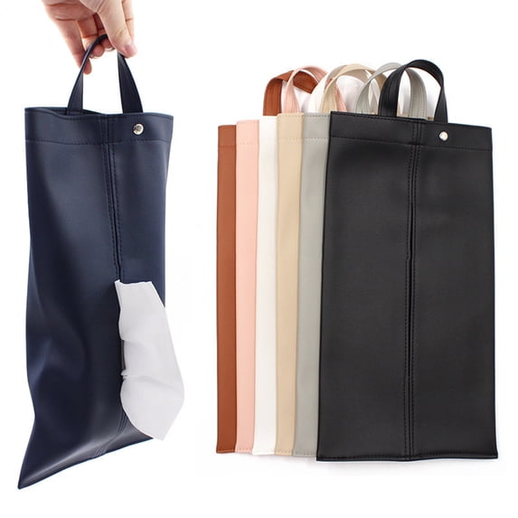 Tnobhg Faux Leather Tissue Holder Hanging Napkin Box Wear Resistant Waterproof Large Capacity Car Back Seat Headrest Paper Tissue Container
