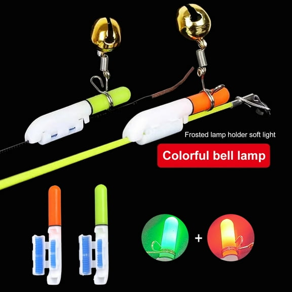 Tnobhg Fishing Glow Stick with Bell Super Bright Waterproof Battery-operated Compact Size LED Luminous Fishing Pole Glow Stick
