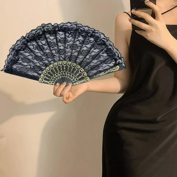 Tnobhg Folding Fan Vintage Style Lace Fan Elegant Handheld Fan for Party Wedding Dancing Performance Decoration