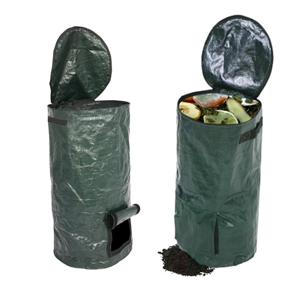 Tnobhg Garden Compost Bag Large Capacity Tear-Resistant Plastic Fertilizer Waste Sacks Speed Up Fermentation Easy Install Eco-Friendly Waterproof Yard Compost Bag for Leaves Weeds Grass Clippings