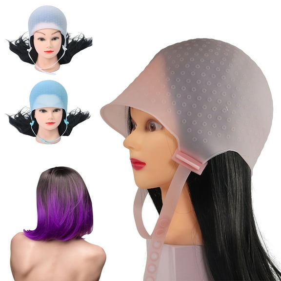 Tnobhg Hair Highlighting Hat with Needle Holes Professional Reusable Silicone Hairdressing Tool Adjustable Buckle Multi-colors Hair Dye Hat Home Salon Supplies