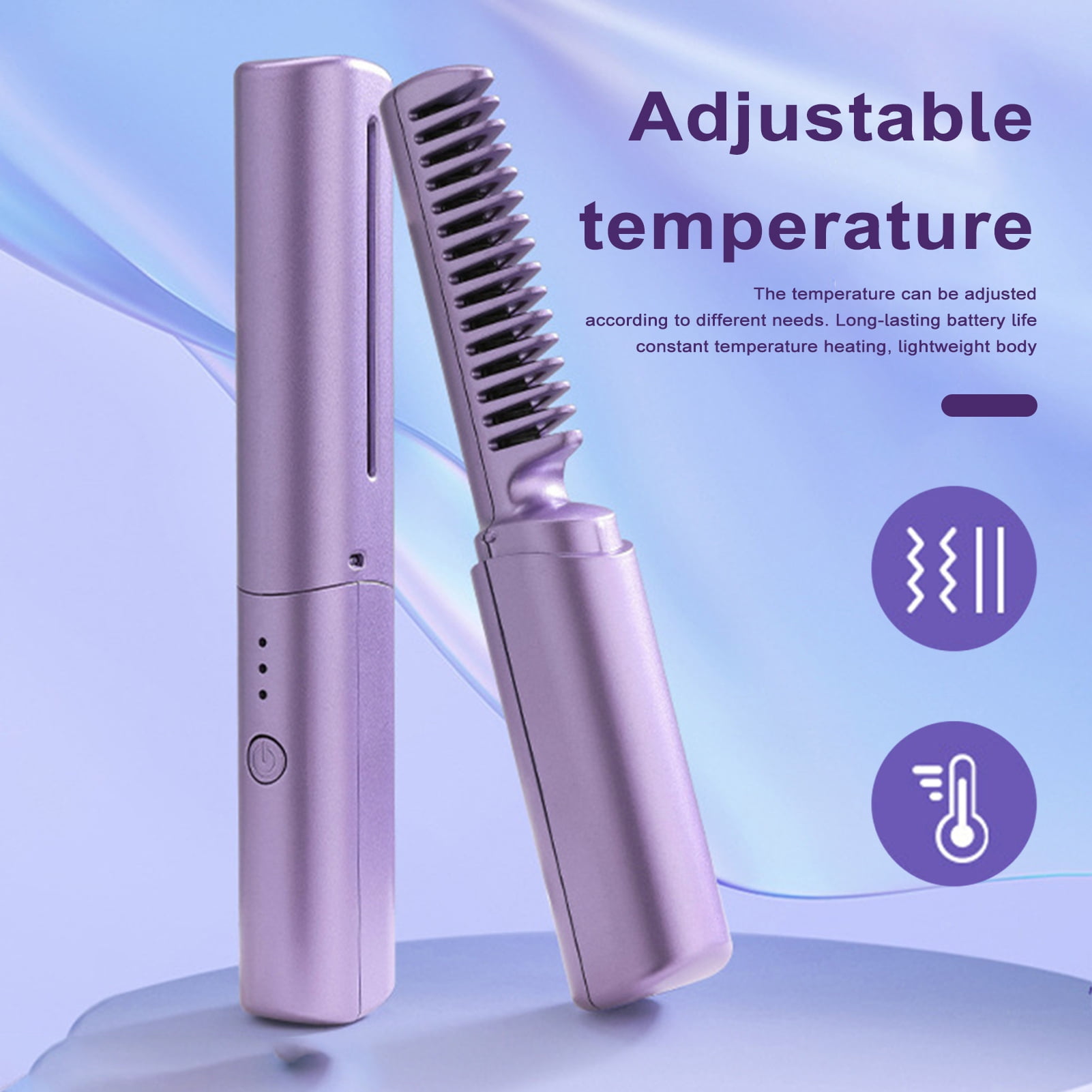 Tnobhg Hair Straightening Comb Portable Wireless Adjustable Temperature ...