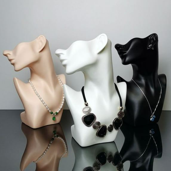 Tnobhg Head Model Half Face Mannequin Head Jewelry Display Stand Portrait Neck Dummy Head for Necklace Earrings