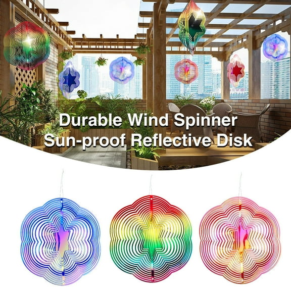 Tnobhg Hexagon 3D Colorful Wind Spinner Bird Reflector Highly Reflective Indoor Outdoor Garden Yard Farm Hanging Chime Bird Deterrent Ornament Pendant