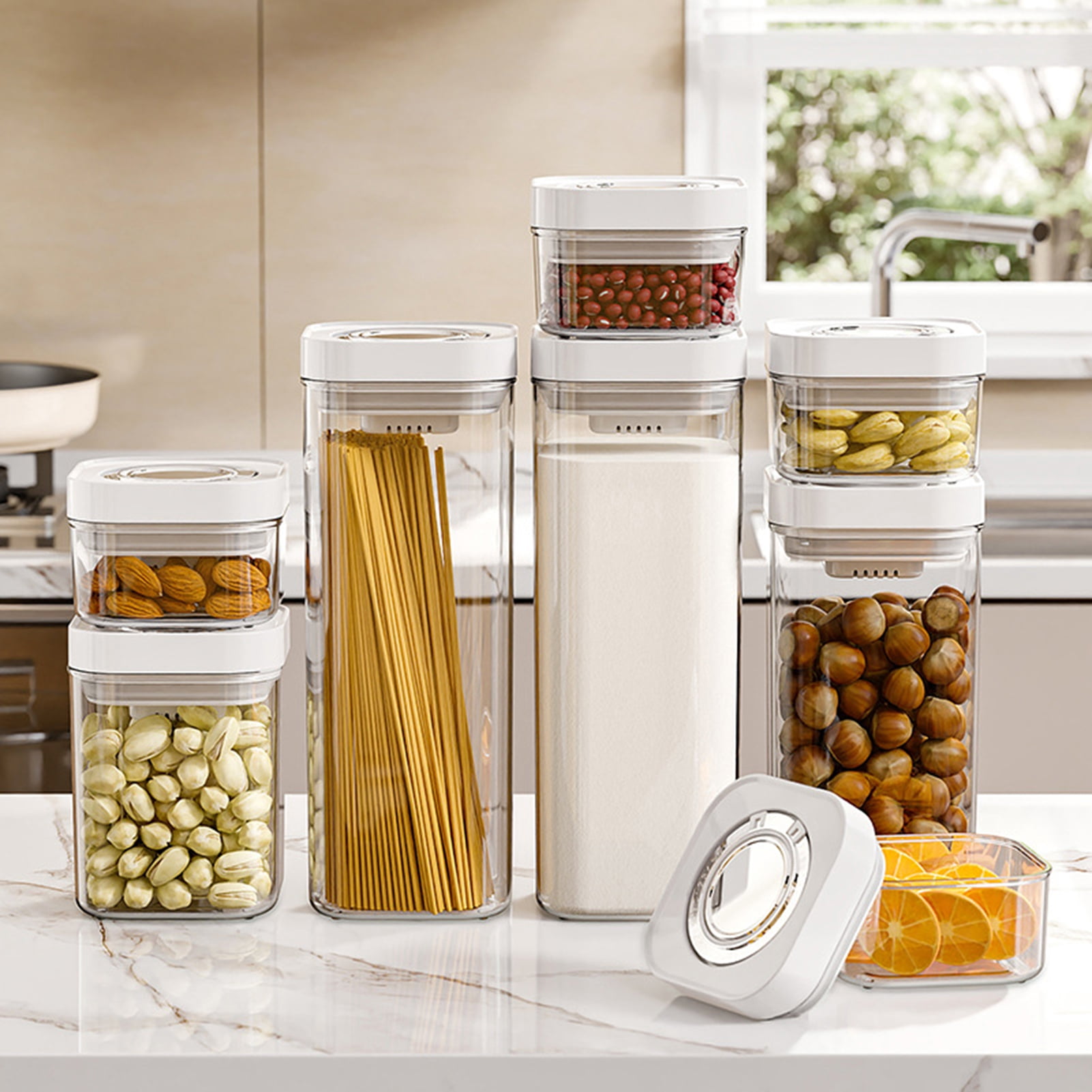 Tnobhg Kitchen Pasta Spaghetti Sealed Storage Container Moisture Proof ...